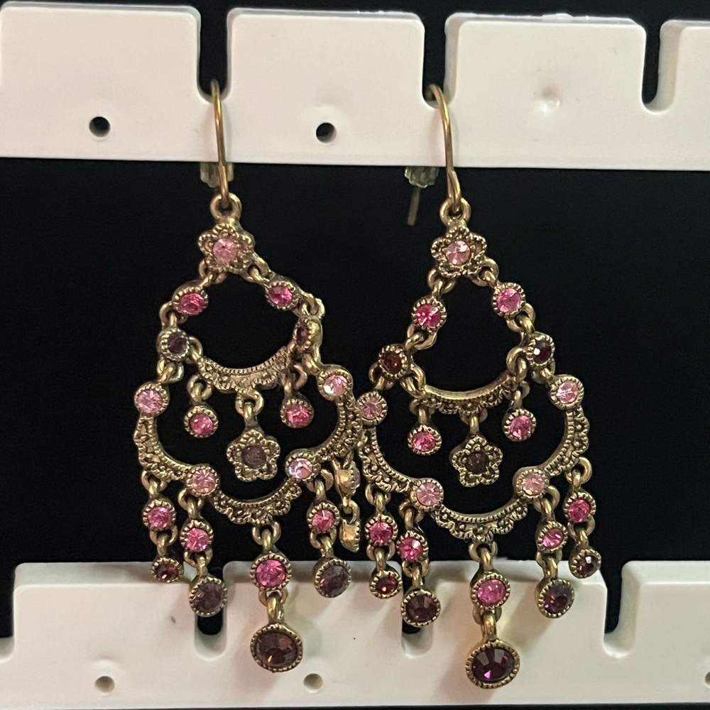 Pink Gem Dangle Earrings